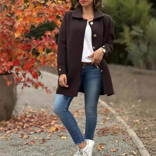 WW | Damen Übergroße Jacke mit Großen Taschen und Knopfdetails