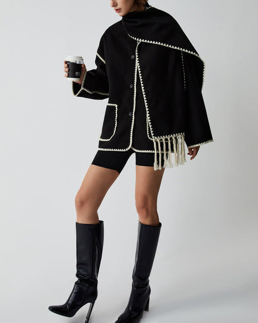 WW | Blend Cape Mantel - Fransenbesatz - Übergröße - Elegante Statement-Oberbekleidung