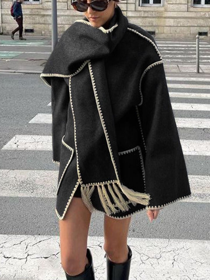 WW | Blend Cape Mantel - Fransenbesatz - Übergröße - Elegante Statement-Oberbekleidung