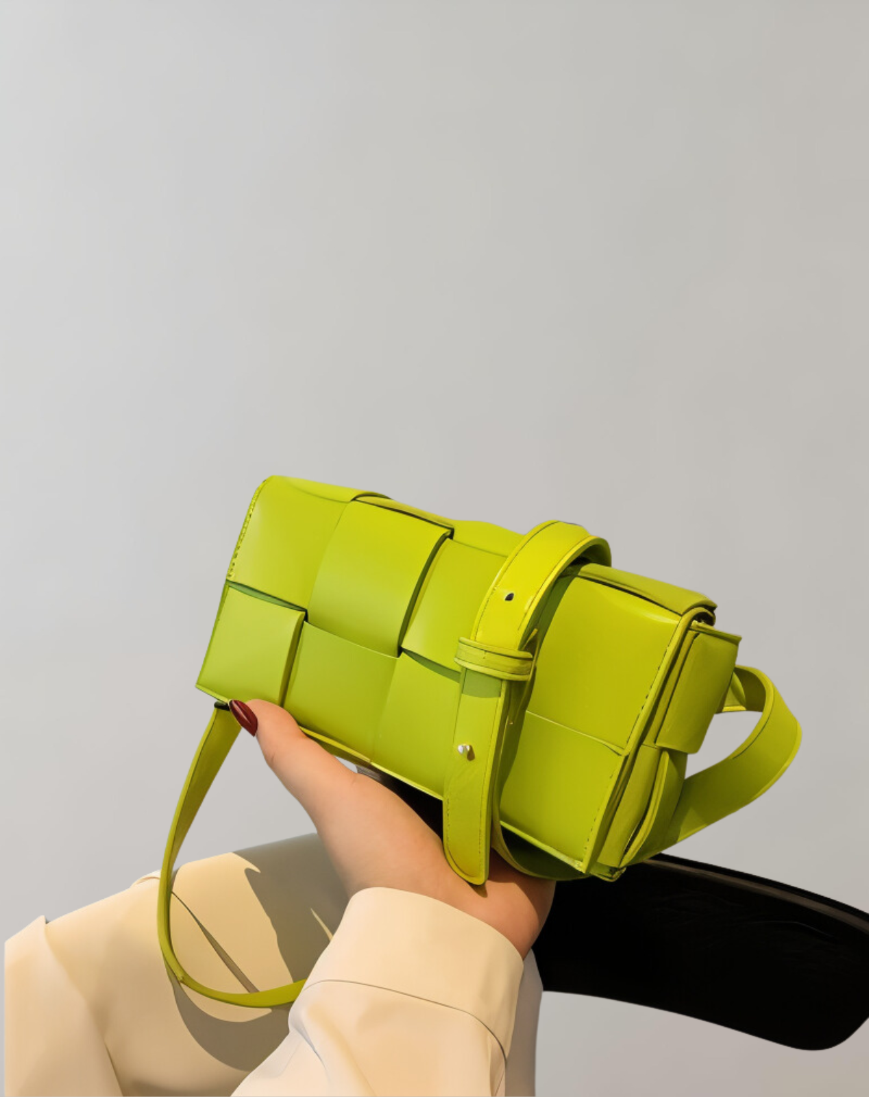 WW - Geblockte Umhängetasche Vegan Leder Damen | Geflochtene Tasche Frauen