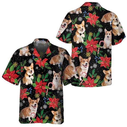 WW | Corgi with Christmas Plants Hawaiian Shirt, Funny Corgi Christmas Shirt for Men & Women, Best Christmas Gift