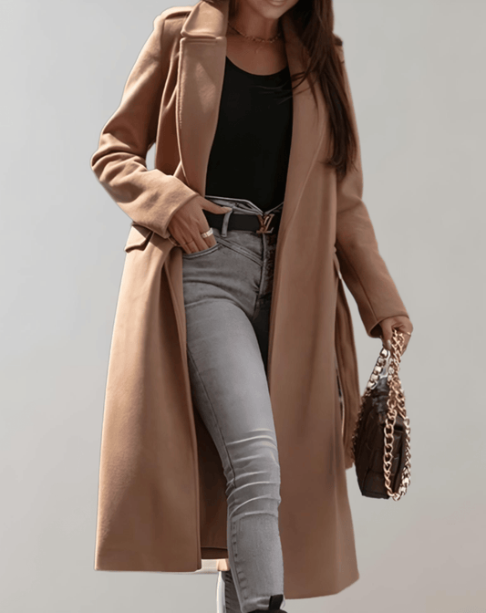 WW | Gürtelter Wollmischung Mantel - Elegante Taillierte Passform - Vollständig - Zeitloser Winterstil