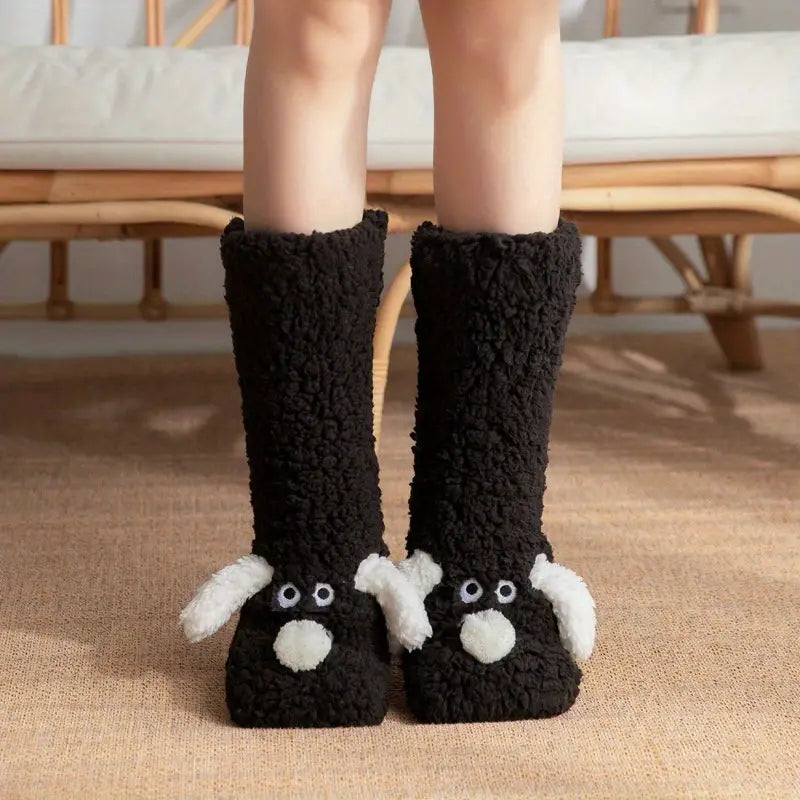 WW | Plüsch rutschfeste Wintersocken mit Tiermuster für Kinder und Erwachsene