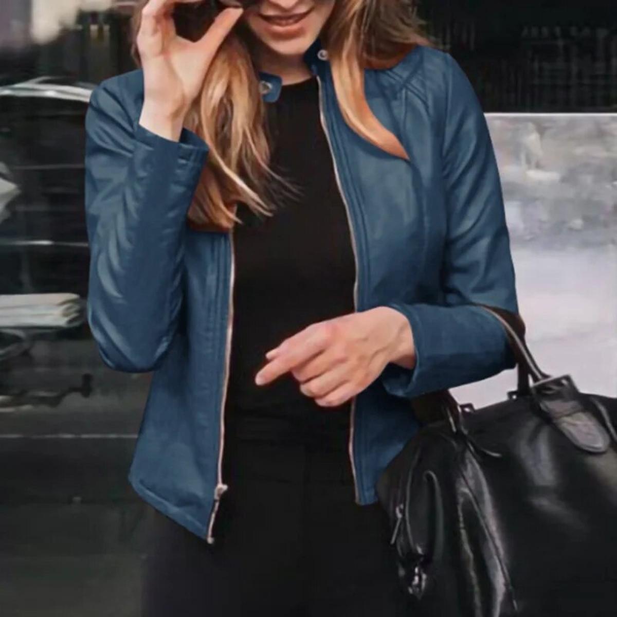 WW | Croped Slim Fit Kunstlederjacke