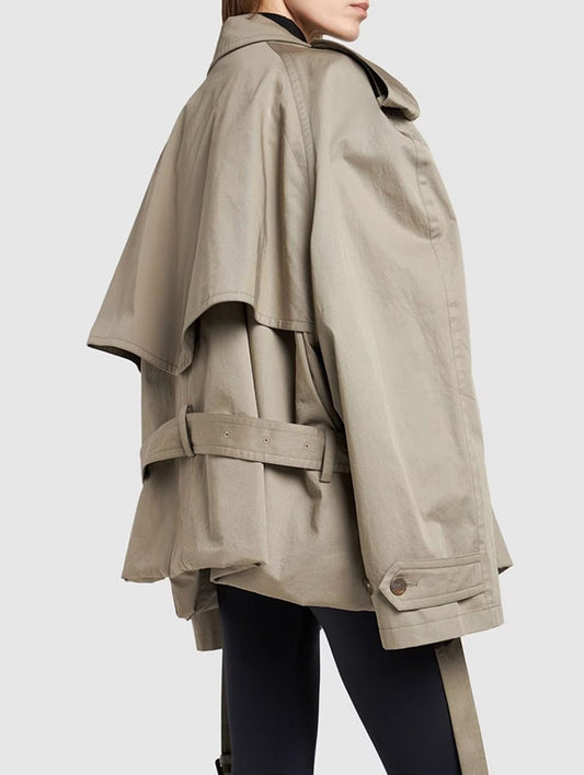 WW | Damen Moderne Gekürzte Trenchcoat mit Langen Ärmeln