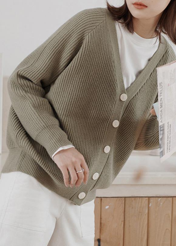 WW | dicker gestrickter Mantel Plus-Size-Bekleidung armeegrün Hals gestrickte Jacken