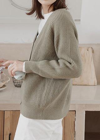 WW | thick knitted coat Plus-size clothing army green neck knitted jackets