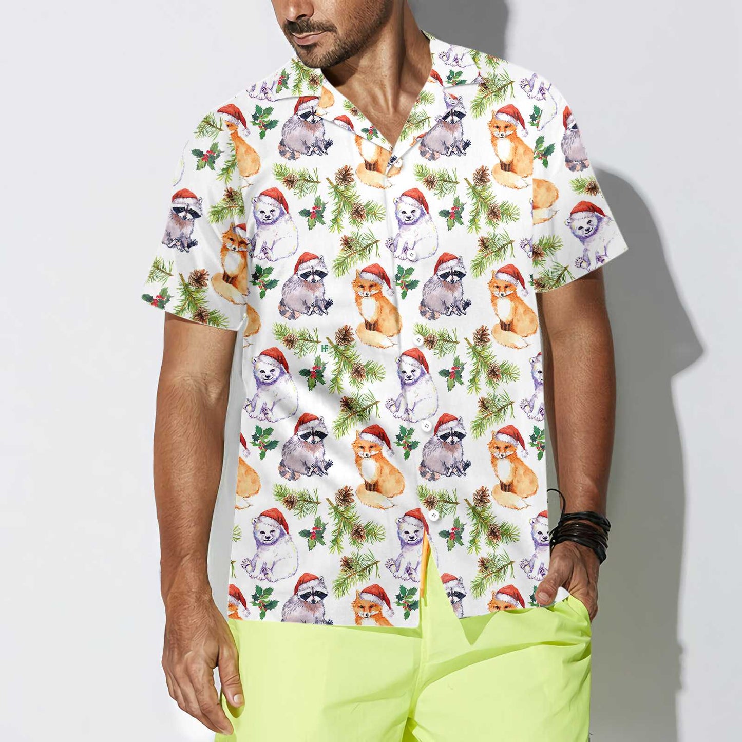 WW | Süße Tiere In Weihnachtsmütze Hawaiian Shirt, Lustiges Weihnachtshemd, Einzigartiges Geschenk Zu Weihnachten
