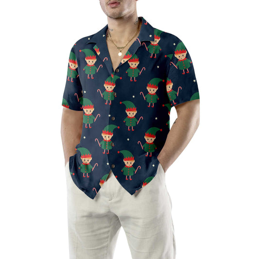 WW | Sweet Elf wearing Candy Cane Hawaiian Shirt, Funny Elf Christmas Shirt, Best Christmas Gift Idea