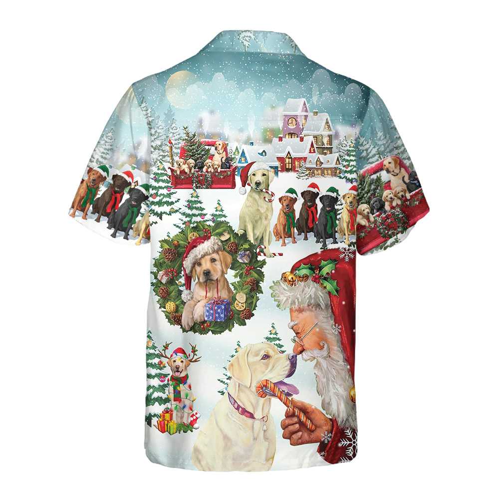 WW | Süße Labrador Hunde feiern Weihnachten Hawaiian Shirt, lustiges Labrador Shirt, bestes Weihnachtsgeschenk