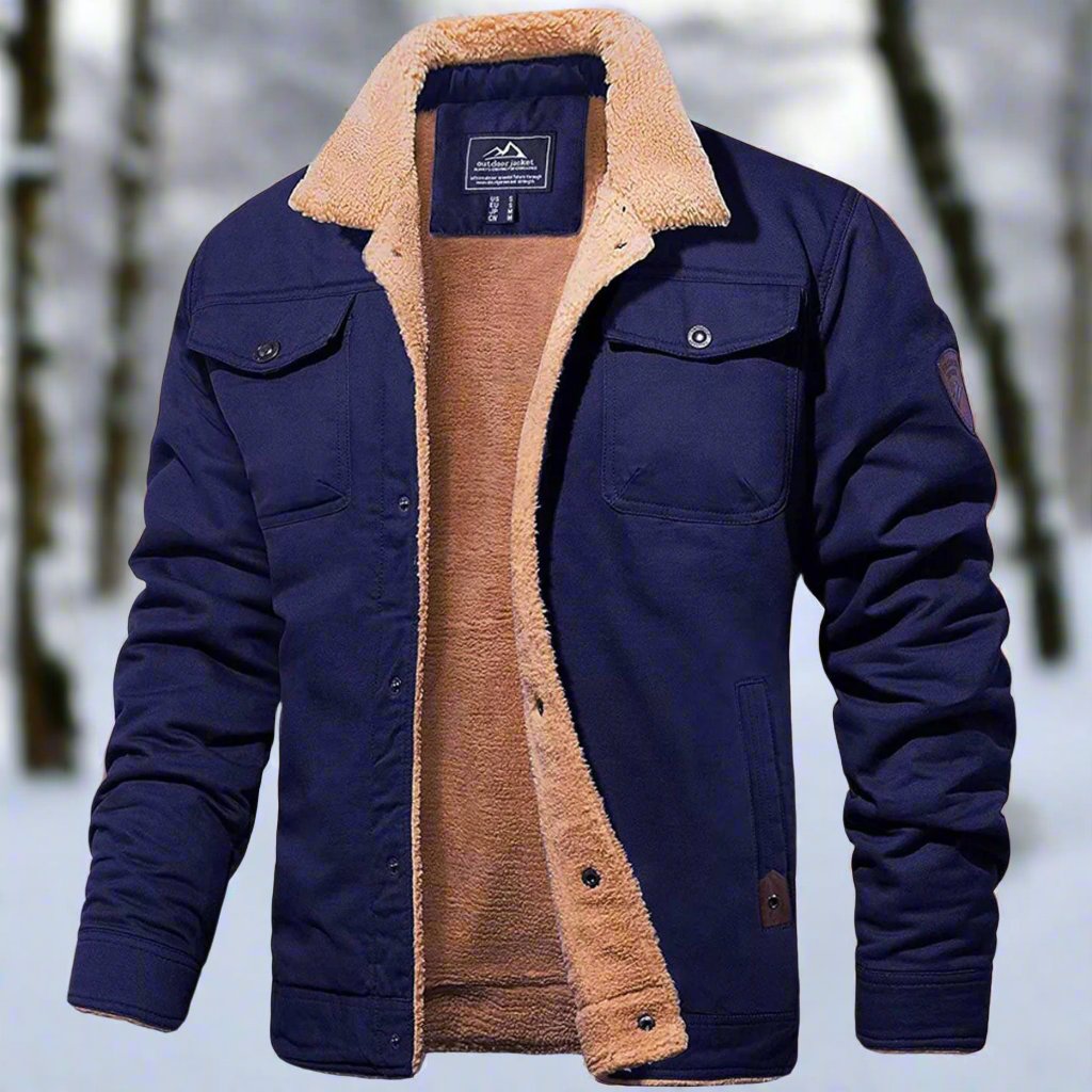 WW | Sherpa Lined Cotton Design Loose Fit Button Fastening And Multiple Pockets