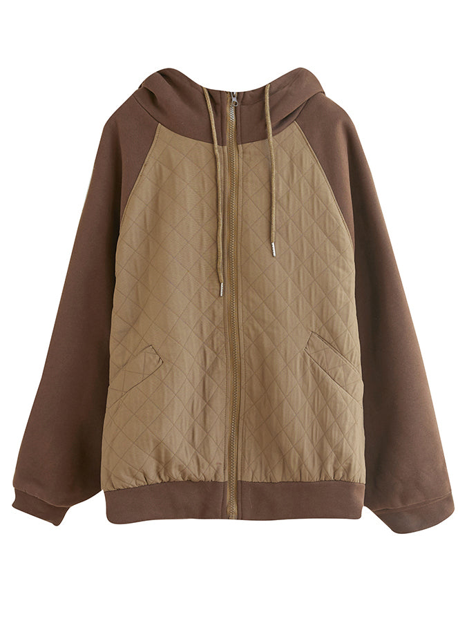 WW | Green Hooded Patchwork Cotton Sweatshirt Coats