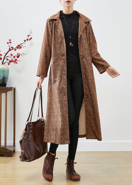 WW | Khaki Oversized Druck Baumwolle Trenchcoats