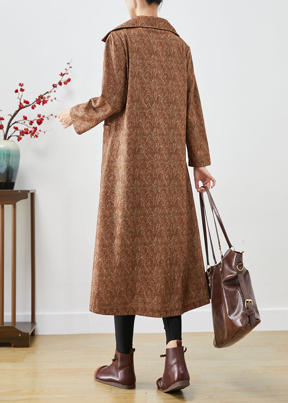 WW | Khaki Oversized Printed Cotton Trench Coats