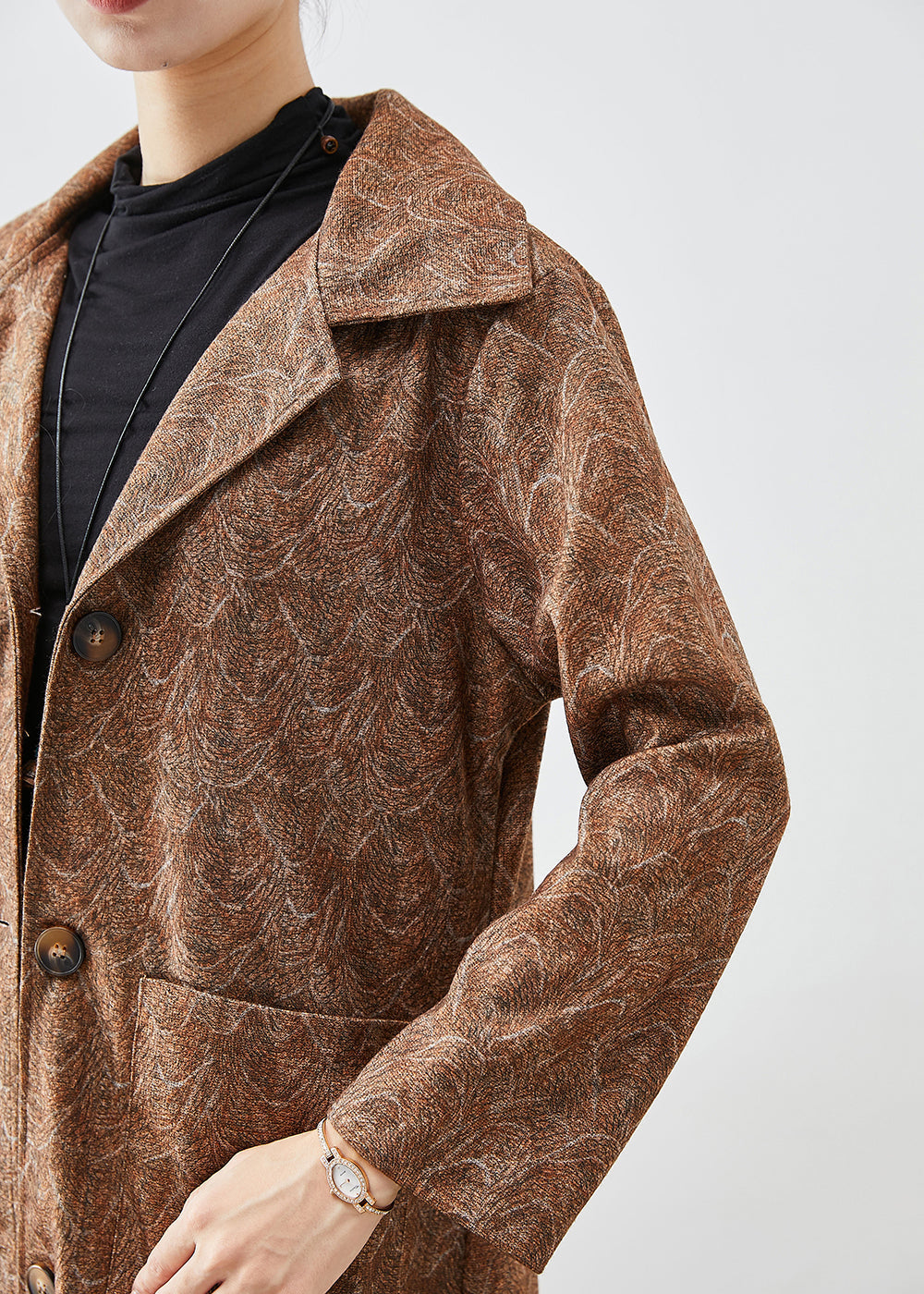 WW | Khaki Oversized Printed Cotton Trench Coats