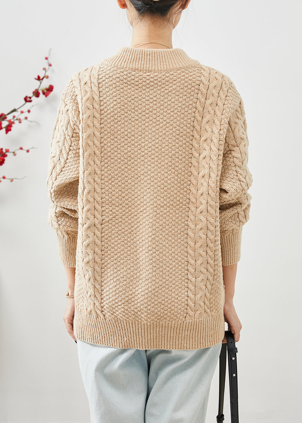 WW | Khaki Zip-Up Chunky Cable Knit Cardigans