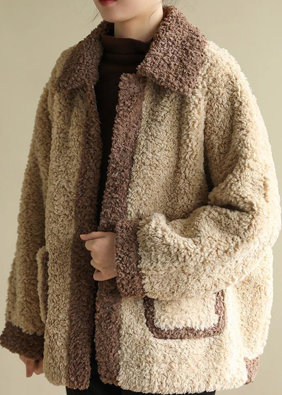 WW | beige Plus Size Kleidung für Frauen Tutorials Reverskragen Patchwork Mäntel