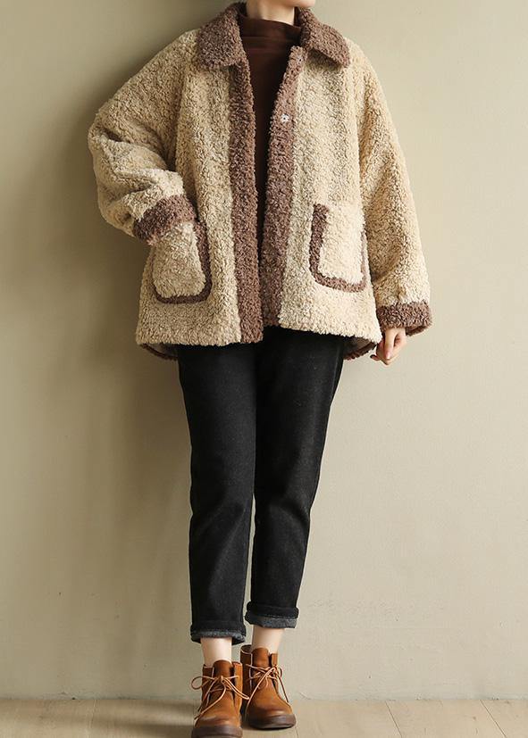 WW | beige Plus Size Kleidung für Frauen Tutorials Reverskragen Patchwork Mäntel