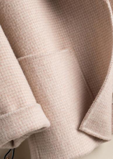 WW | beige kariert Plus Size Tuniken für Frauen Arbeitsoutfits Mit Eingrifftaschen Wollmäntel