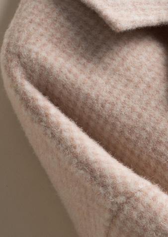 WW | beige kariert Plus Size Tuniken für Frauen Arbeitsoutfits Mit Eingrifftaschen Wollmäntel
