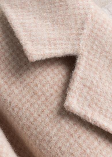 WW | beige kariert Plus Size Tuniken für Frauen Arbeitsoutfits Mit Eingrifftaschen Wollmäntel