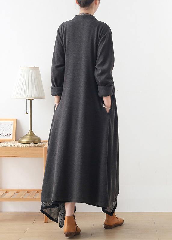 WW | Grey Plus Size Tunics for Women Work V-Neck Fitted Coats