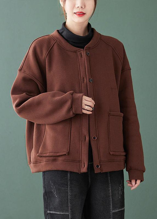 WW | Neck Button-down Maxi Coat Chocolate Baggy Women's Coats