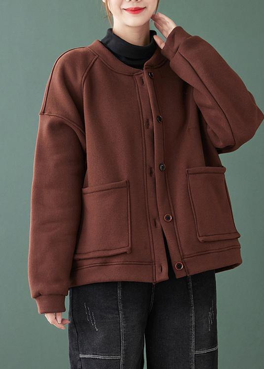 WW | Neck Button-down Maxi Coat Chocolate Baggy Women's Coats