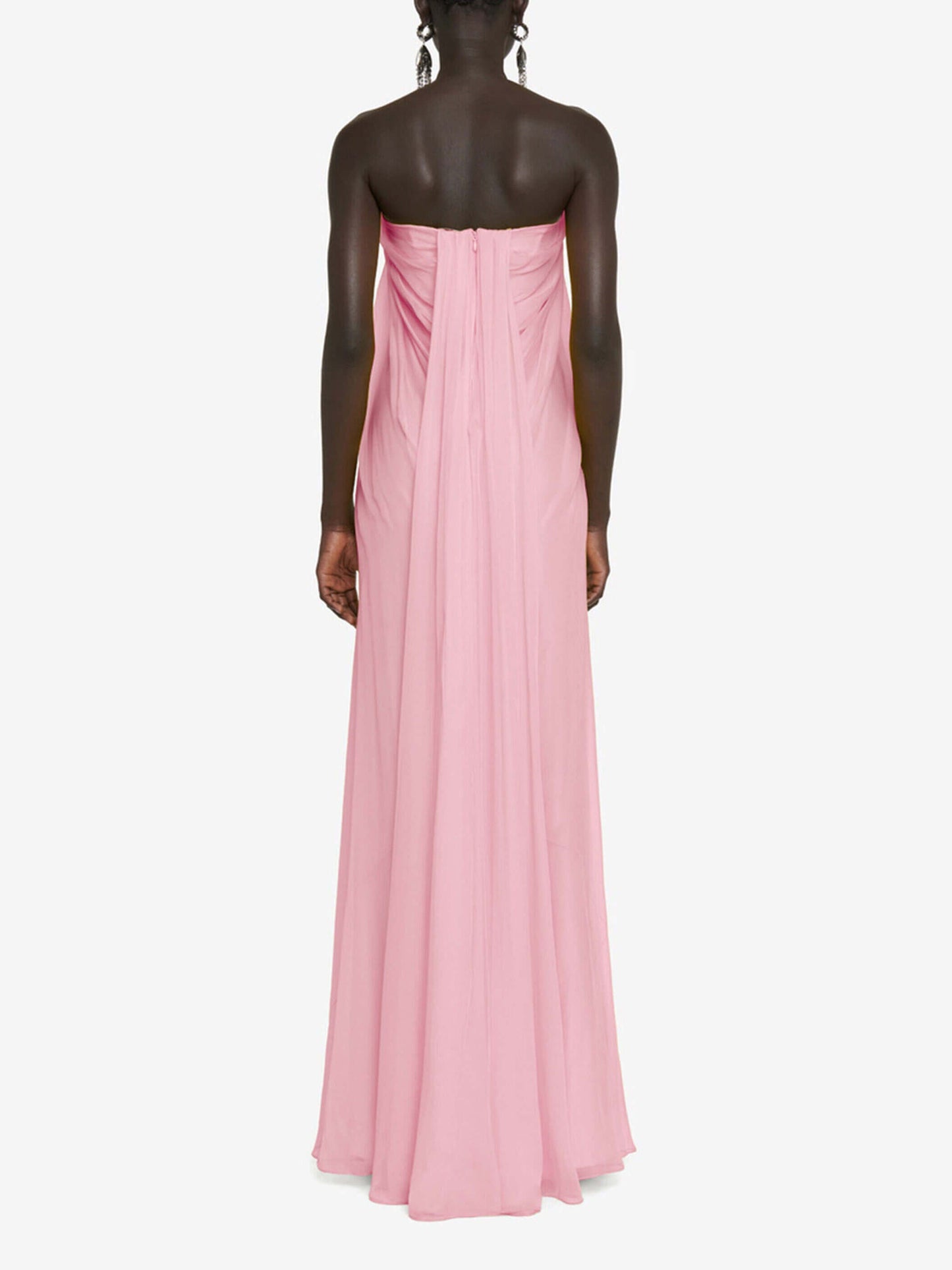 Elegant Strapless Draped A-Line Maxi Dress