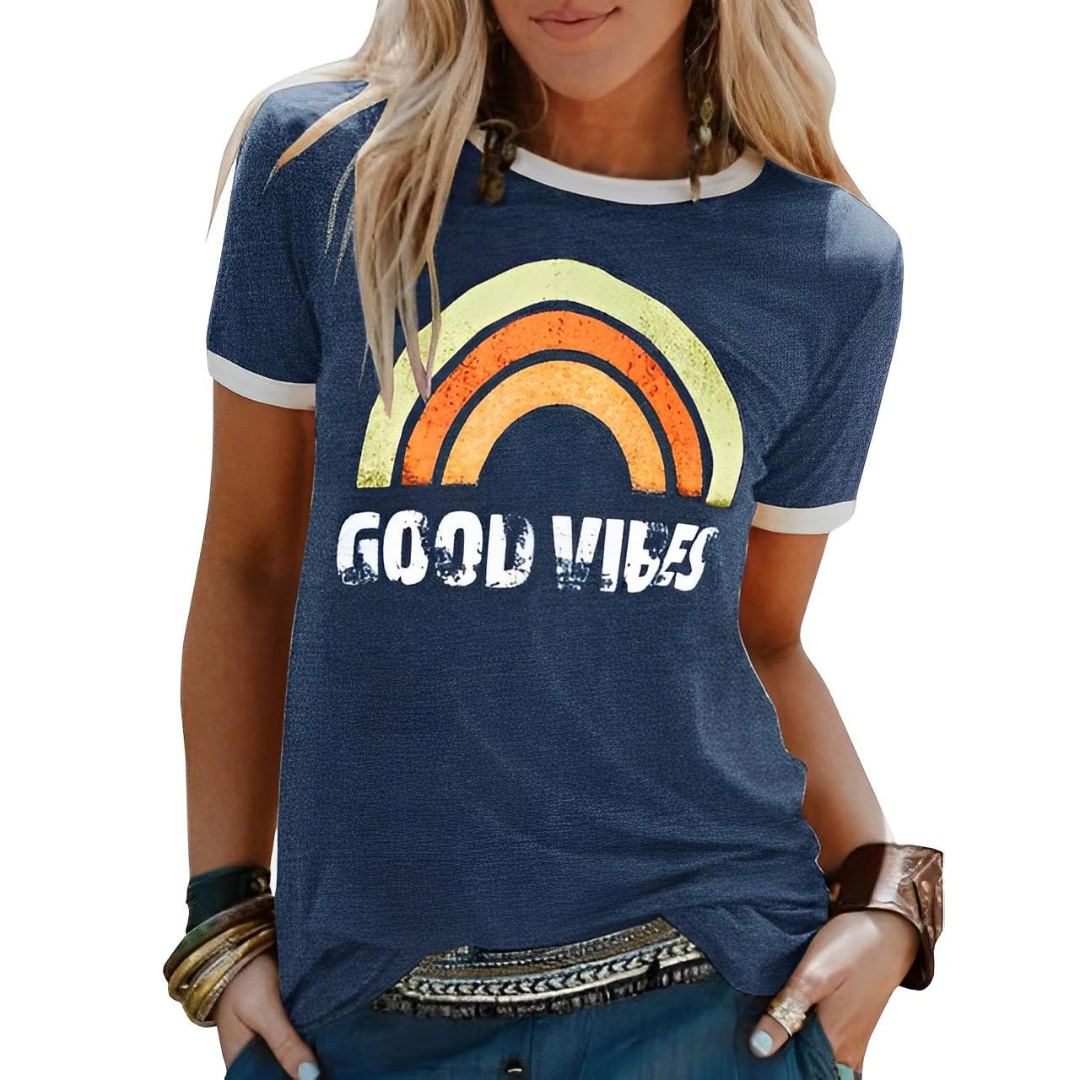 WW | T-Shirt Round Neck Print Short Sleeve Blouse Women's Clothing