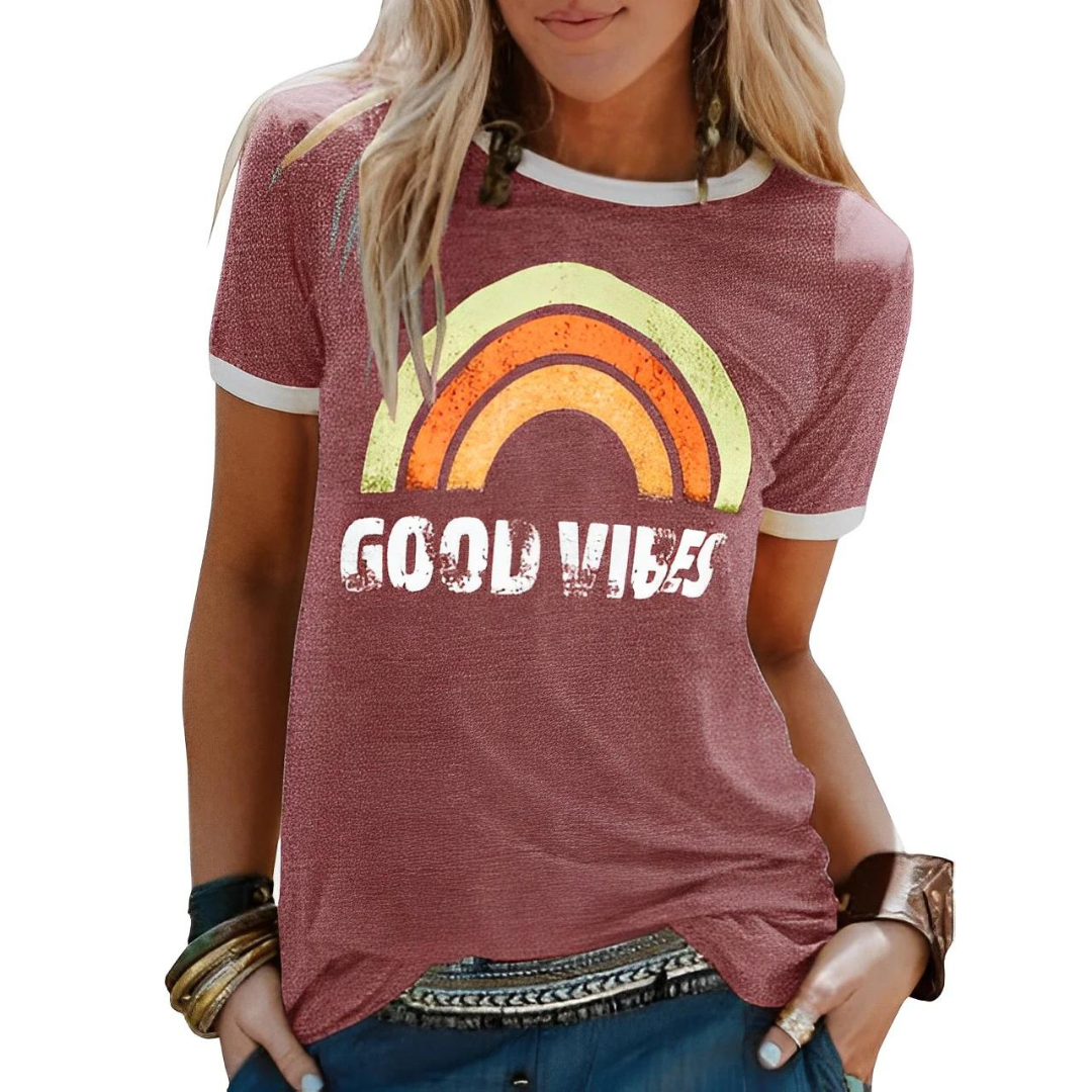 WW | T-Shirt Round Neck Print Short Sleeve Blouse Women's Clothing