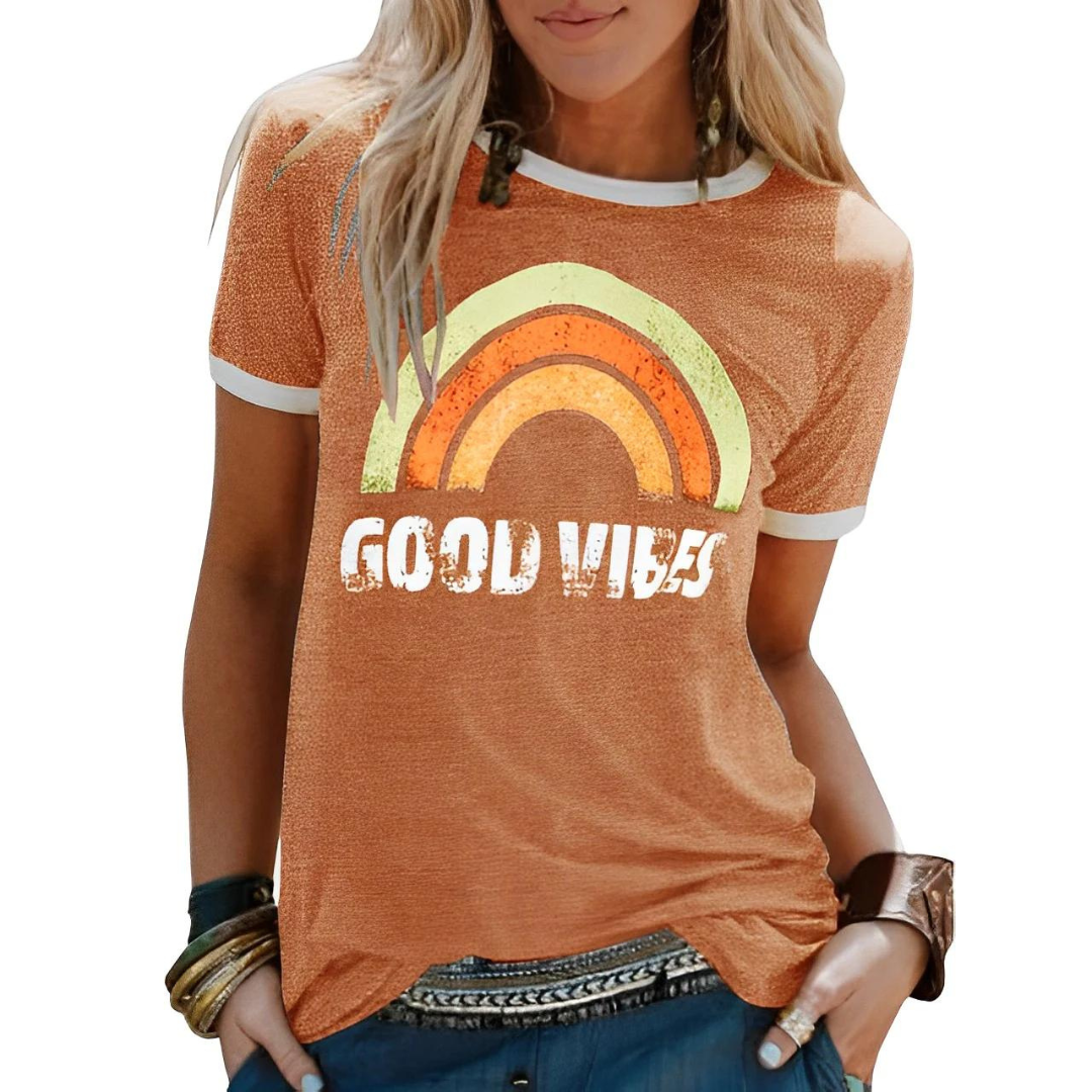 WW | T-Shirt Round Neck Print Short Sleeve Blouse Women's Clothing