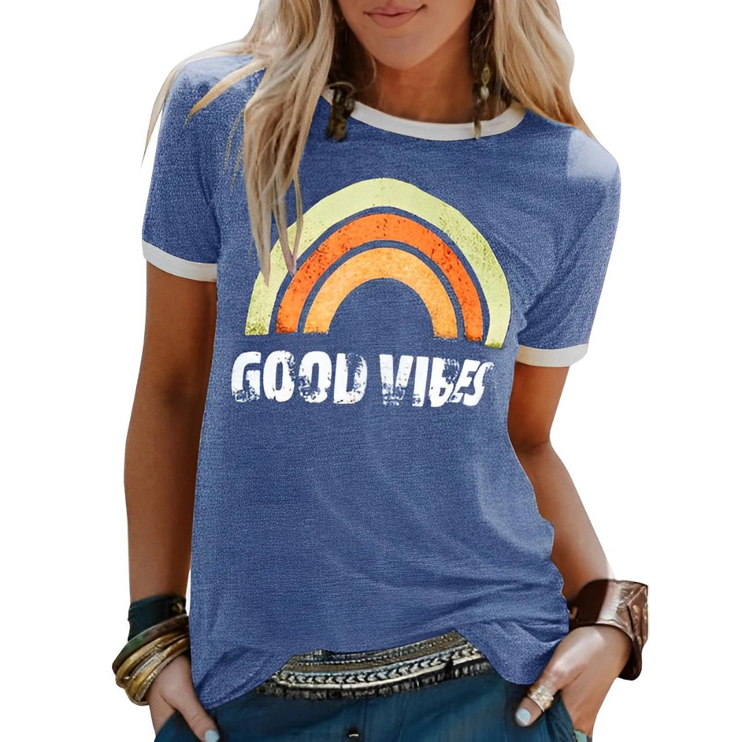 WW | T-Shirt Round Neck Print Short Sleeve Blouse Women's Clothing