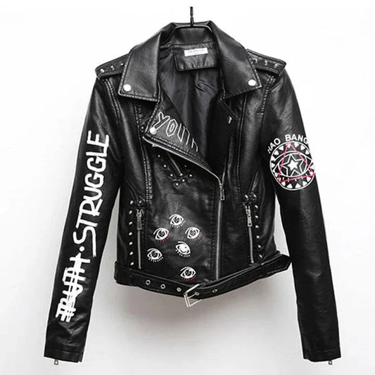 WW | Elegante Vintage-Motorrad-Lederjacke mit Faux für Frauen - Perfekt für lässige Tage