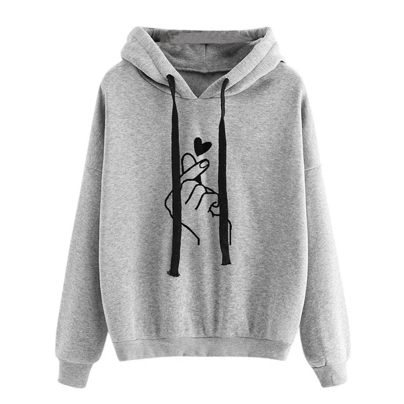 WW | Women's Fleece Hoodie with Finger Heart Motif