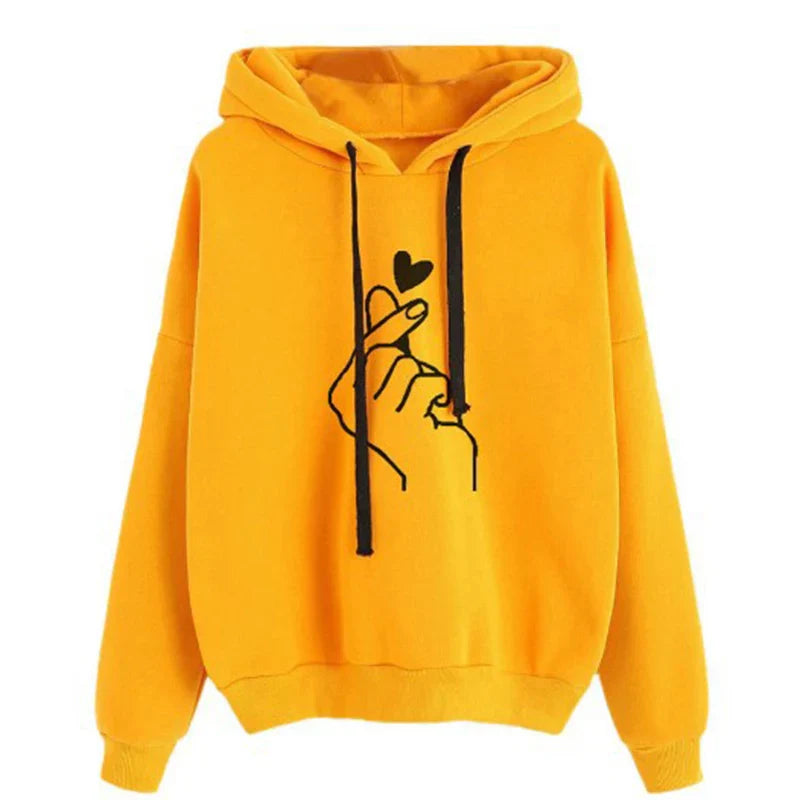 WW | Women's Fleece Hoodie with Finger Heart Motif