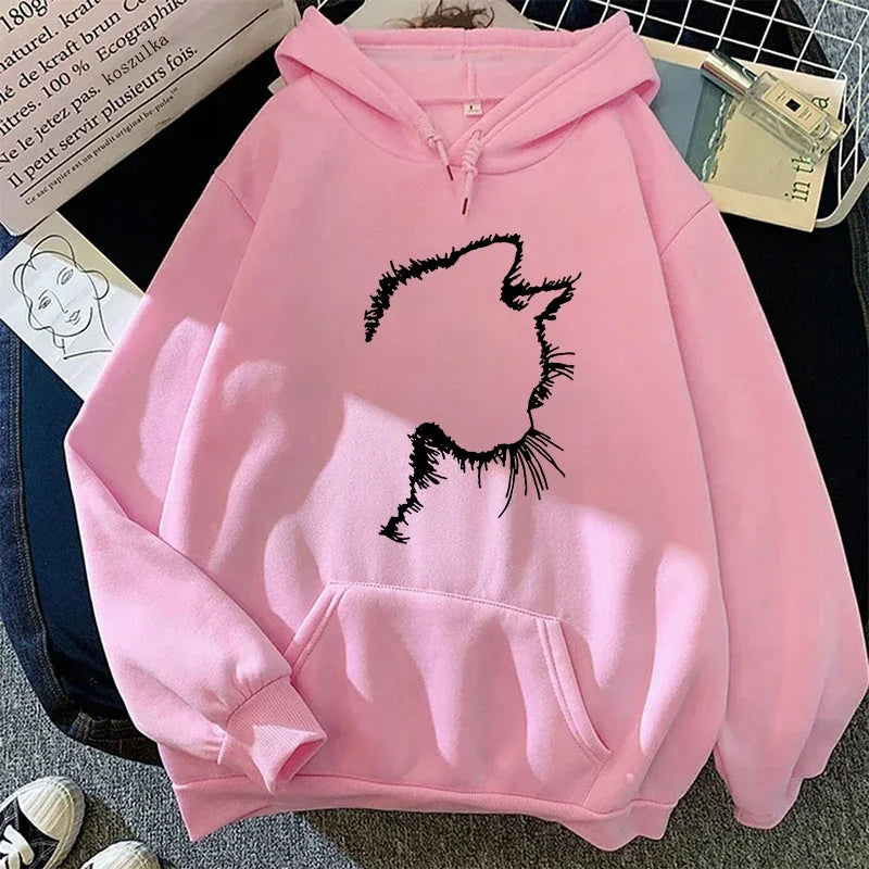 WW | Women's Hoodie with Cat Motif