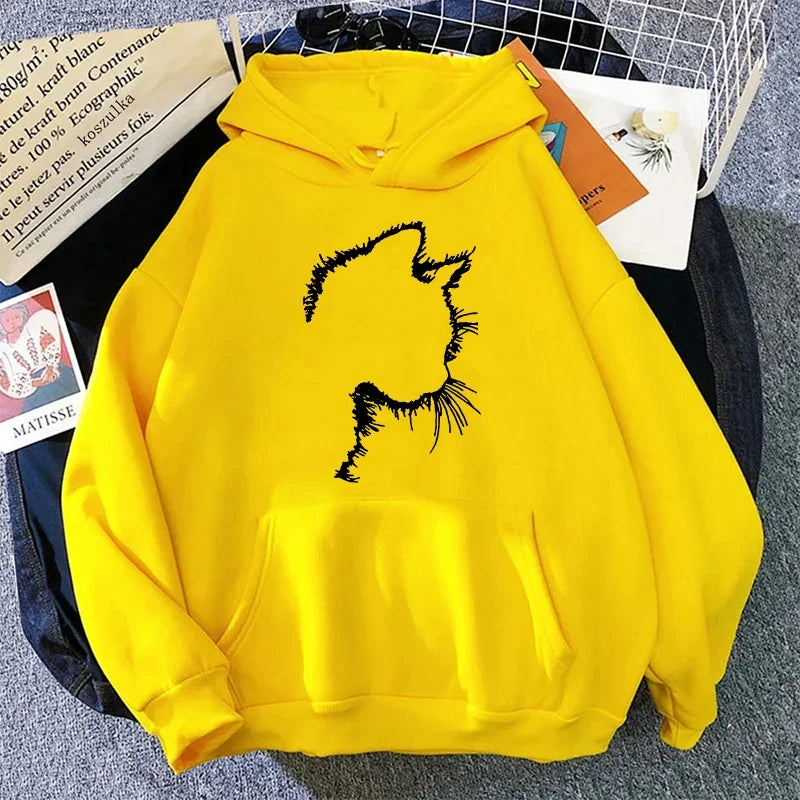 WW | Women's Hoodie with Cat Motif