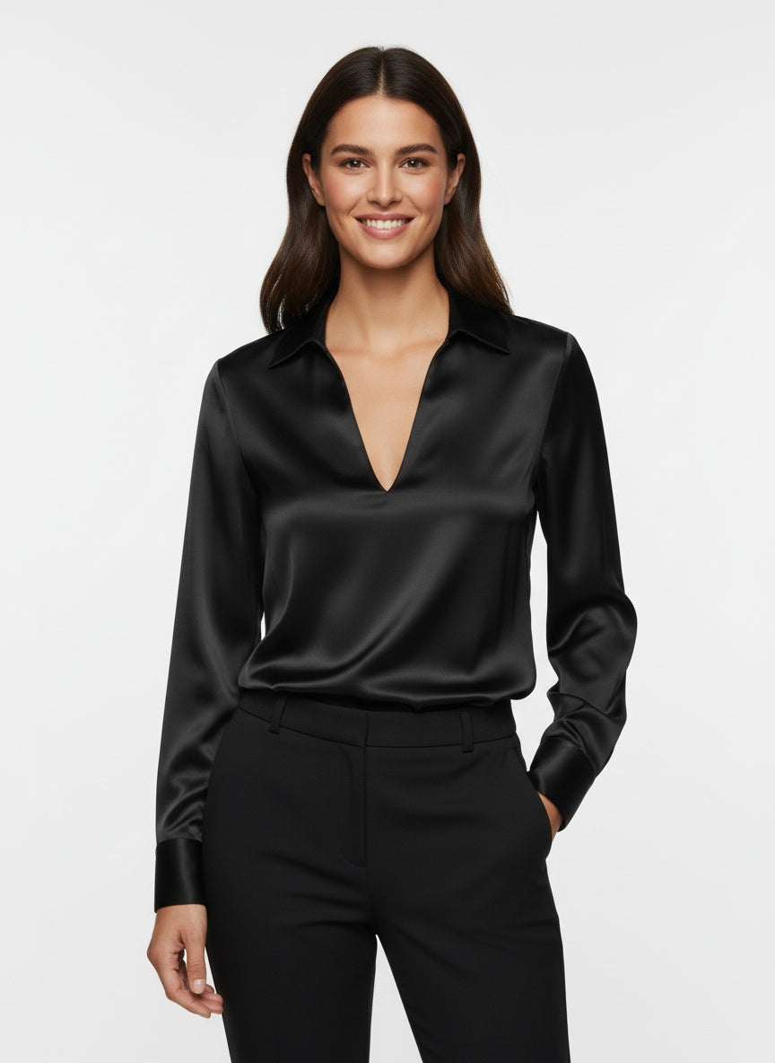 WW | Women's V-Neck Satin Blouse