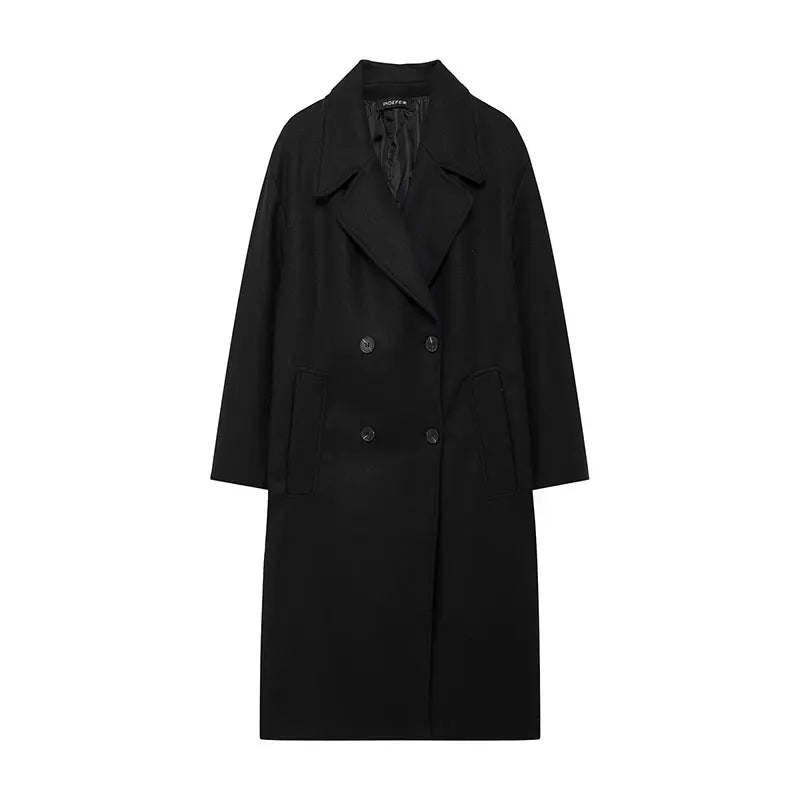 WW | Women's winter coat with lapels and double-breasted closure