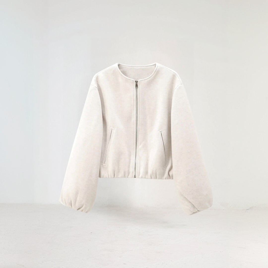 WW | Cropped Transitional Jacket with Balloon Sleeves
