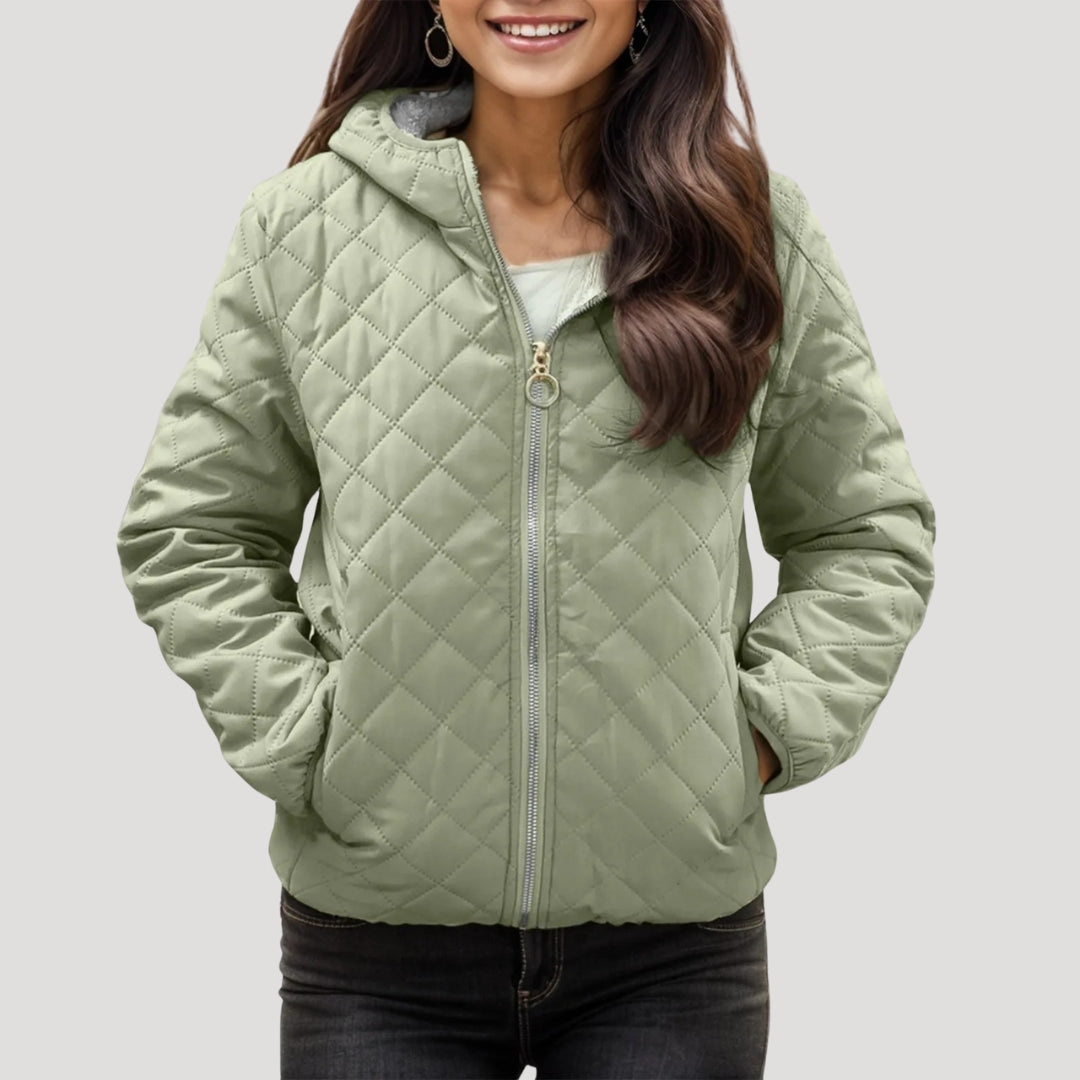 WW | Frauen Stilvolle Gequiltete Pufferjacke mit Kapuze Stil