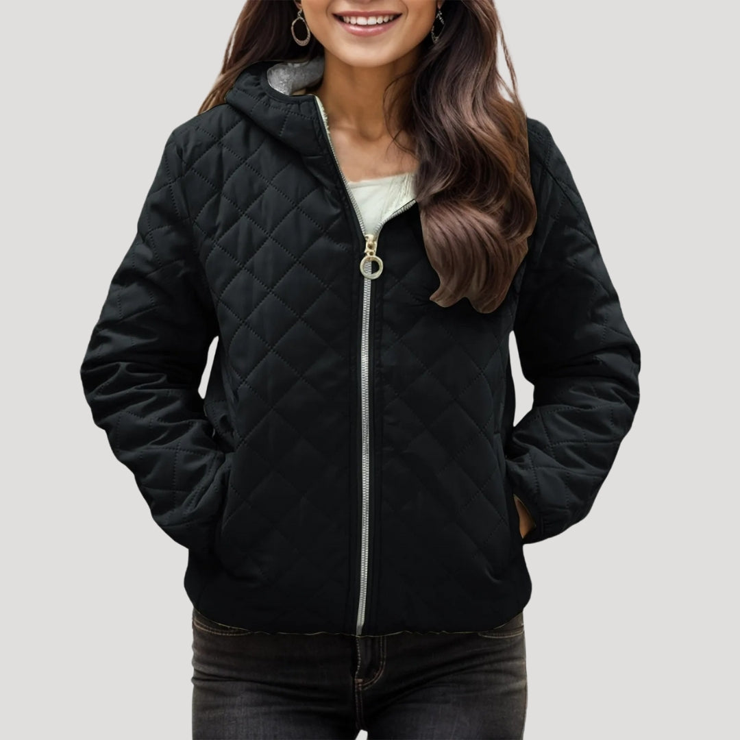 WW | Frauen Stilvolle Gequiltete Pufferjacke mit Kapuze Stil
