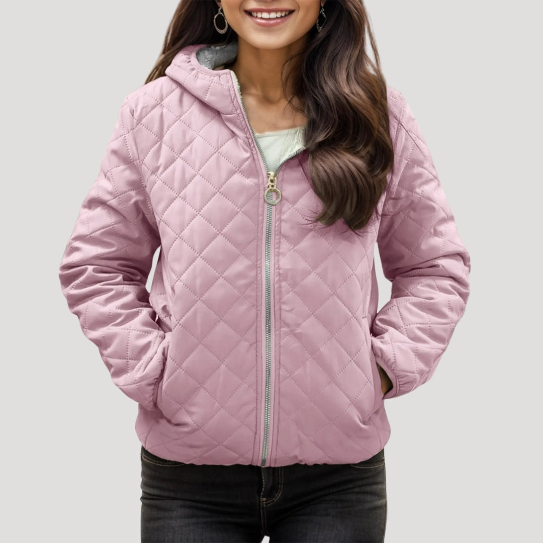 WW | Frauen Stilvolle Gequiltete Pufferjacke mit Kapuze Stil
