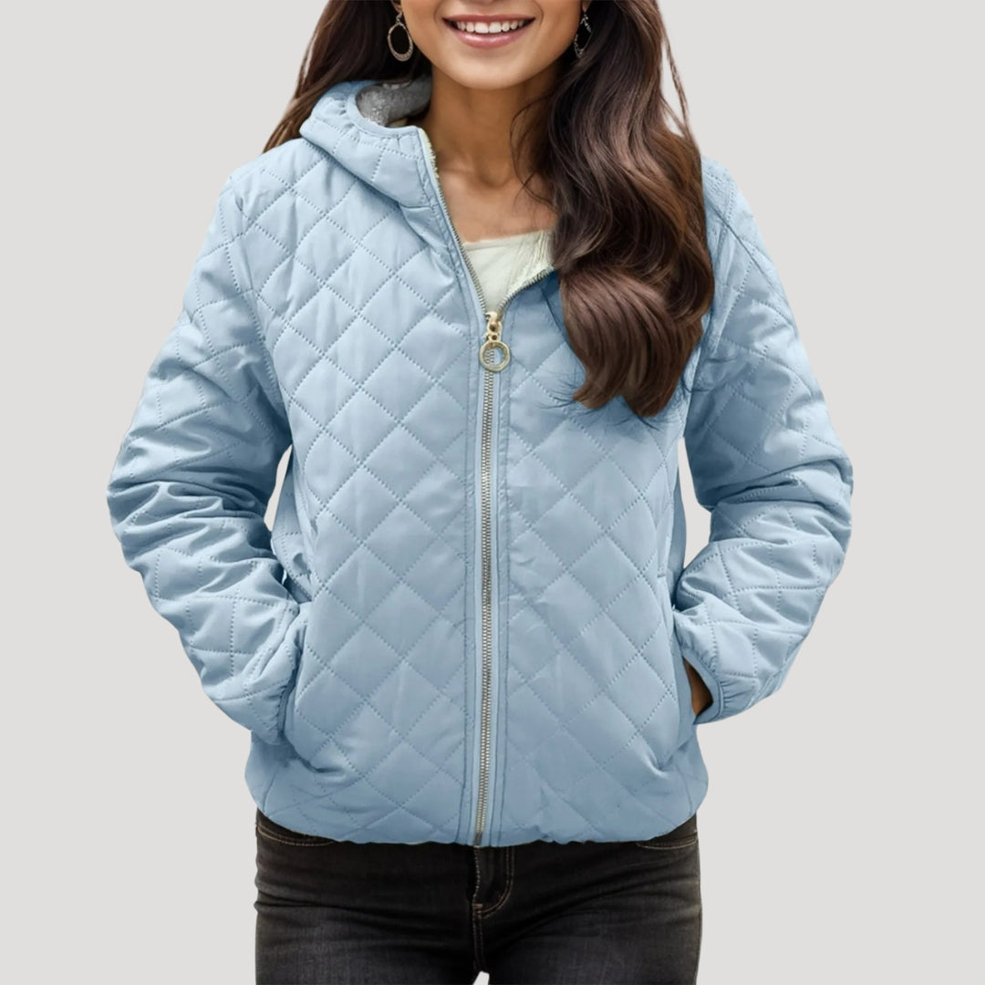 WW | Frauen Stilvolle Gequiltete Pufferjacke mit Kapuze Stil