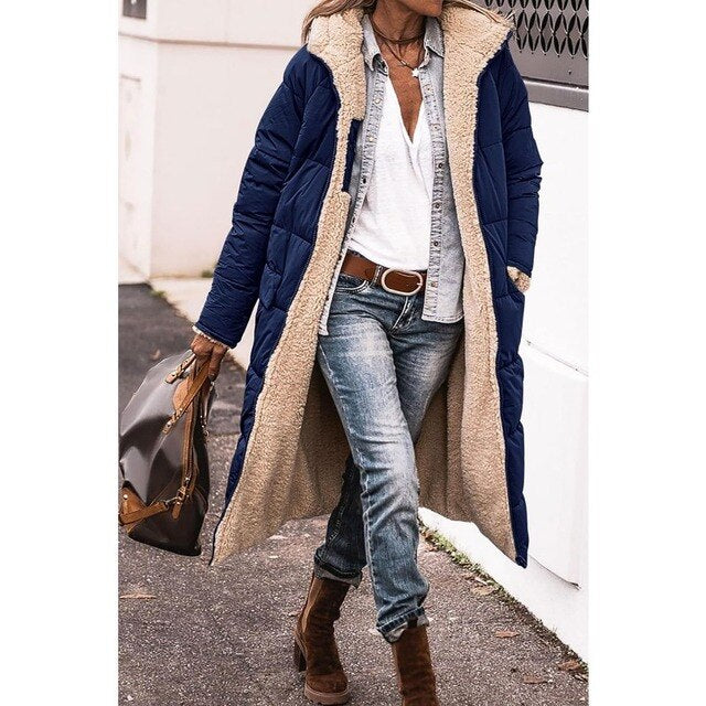 WW | Long, comfortable coat that can be worn on both sides