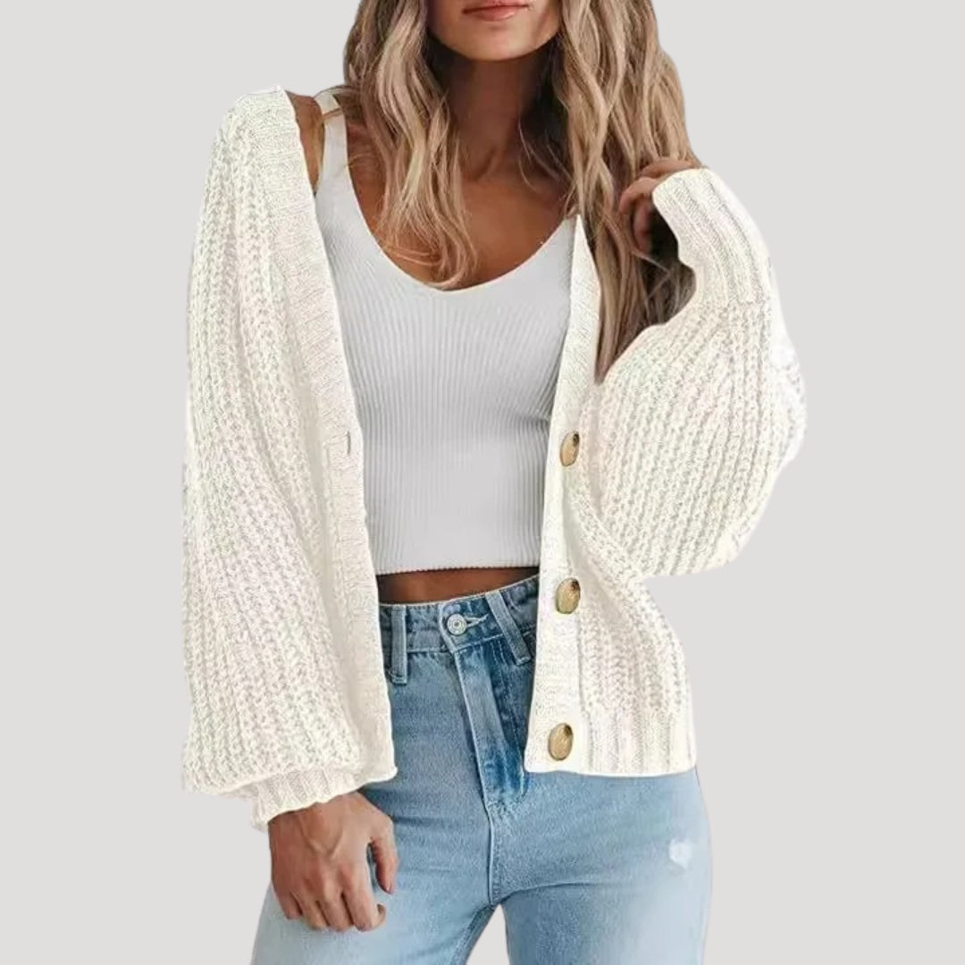 WW | Damen Strickjacke mit Übergroßen Ärmeln