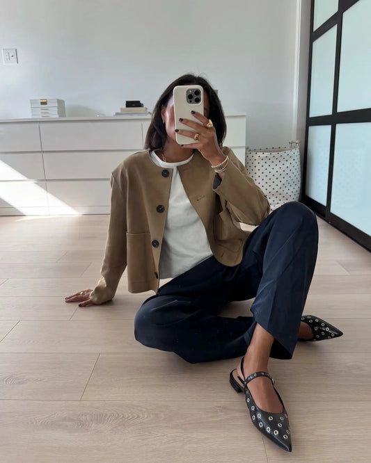 WW | Women's Bomber Jacket with Minimalist Design and Button Placket