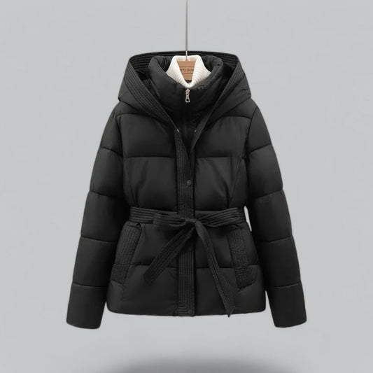 WW | Damen Winter Parka Jacke mit Kapuze und Taillengürtel