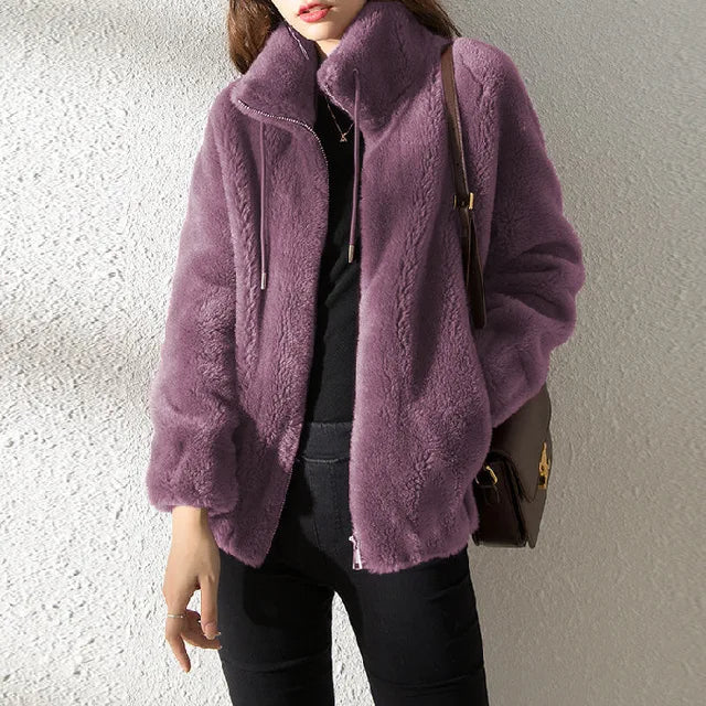 WW | Damen Fleecejacke mit Kragen und Kordelzug